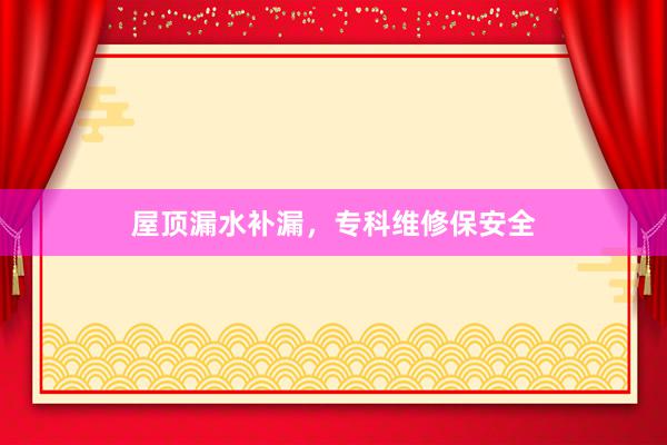 屋顶漏水补漏,专科维修保安全